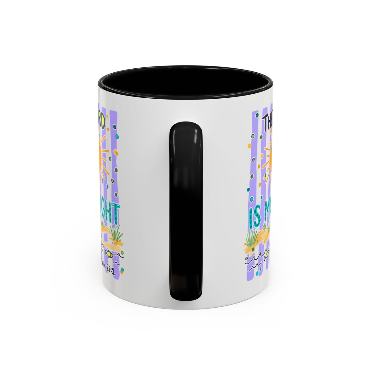Accent Coffee Mug — “The Lord Is My Light” Lighthouse Bible Verse (Psalm 27:1)