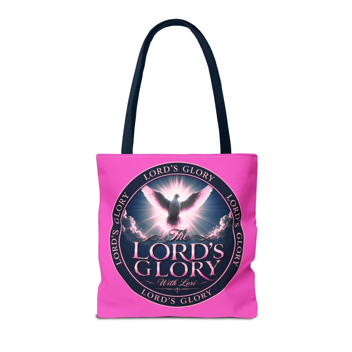 Religious Tote Bag - "The Lord's Glory with Lori" Pink All-Over-Print Christian Tote