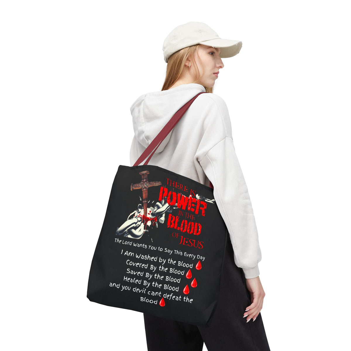 Tote — "The Power of the Blood of Jesus" Inspirational Christian Tote Bag