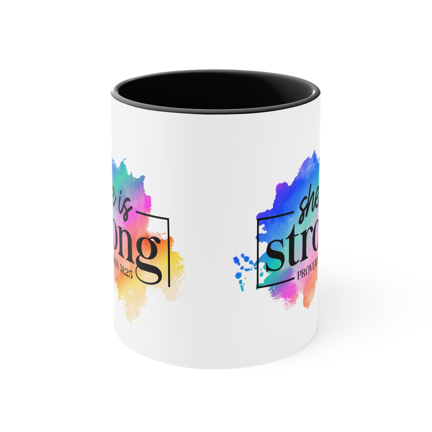 SHE IS STRONG - 5 Colors Accent Coffee Mug, 11oz