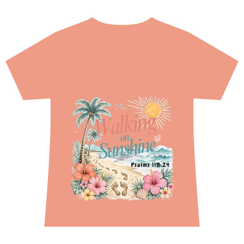 Beach Faith V-Neck Tee — "Walk on Sunshine" Psalms 118:24 Tropical Shirt