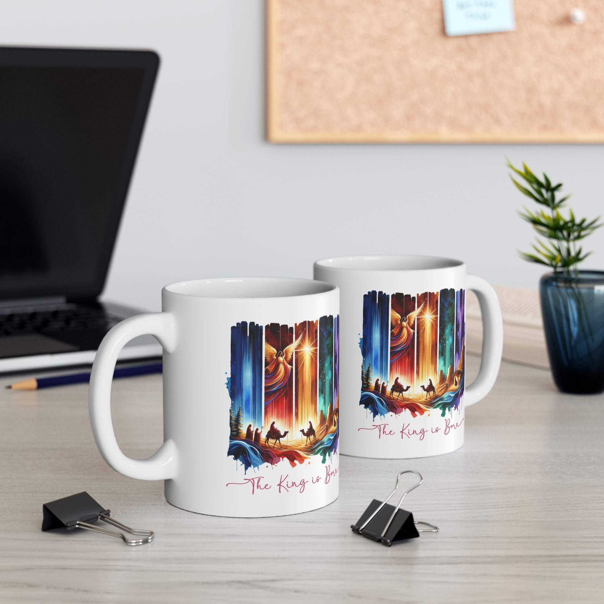A King is Born  Ceramic Mug, Colorful Coffee Cup, Art Mug for Home Decor, Unique Gift for Jesus Lovers, Perfect for Housewarming