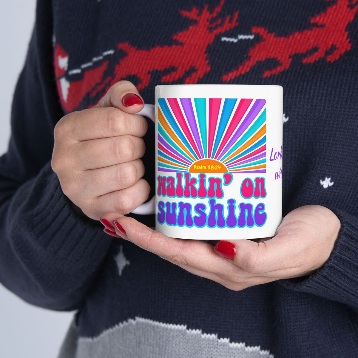 Walking on Sunshine Christian Coffee Mug — "Lord's Glory with Lori" Colorful Sunrise Faith Mug (11oz, 15oz)