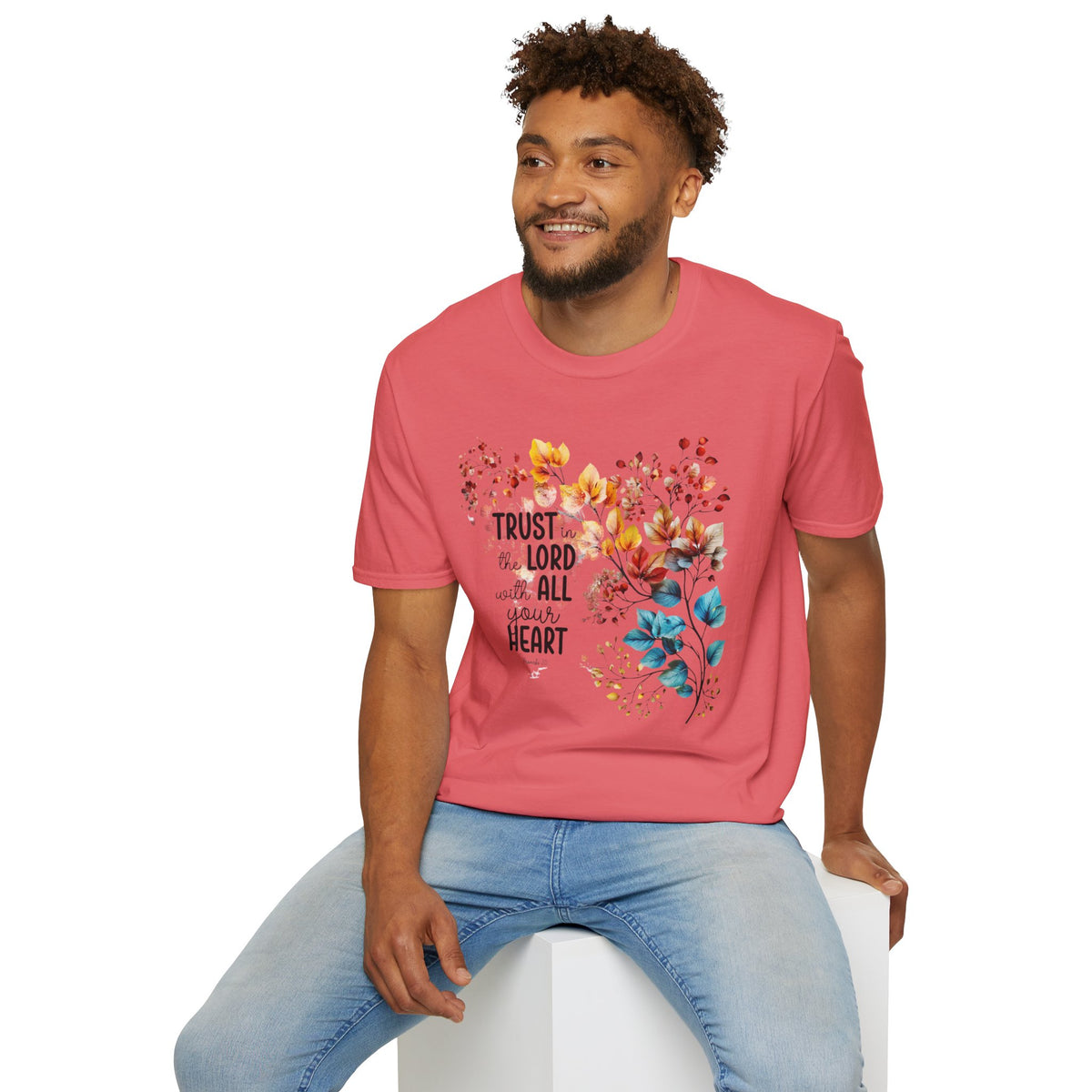 Trust the Lord with All Your Heart T-Shirt | Floral Scripture Design
