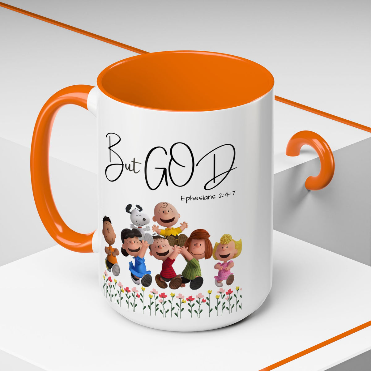 But God Scripture Coffee Mug — Genesis 50:20 Inspirational Heart Accent Mug (11/15oz)