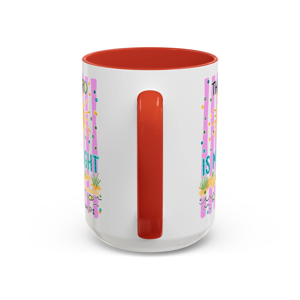 Christian Coffee Mug - "The Lord Is My Light" Lighthouse Psalm 27:1 Accent Mug
