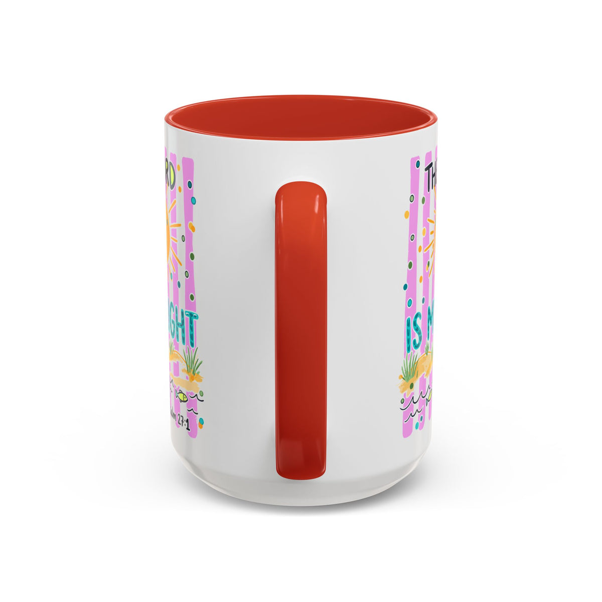 Christian Coffee Mug - "The Lord Is My Light" Lighthouse Psalm 27:1 Accent Mug
