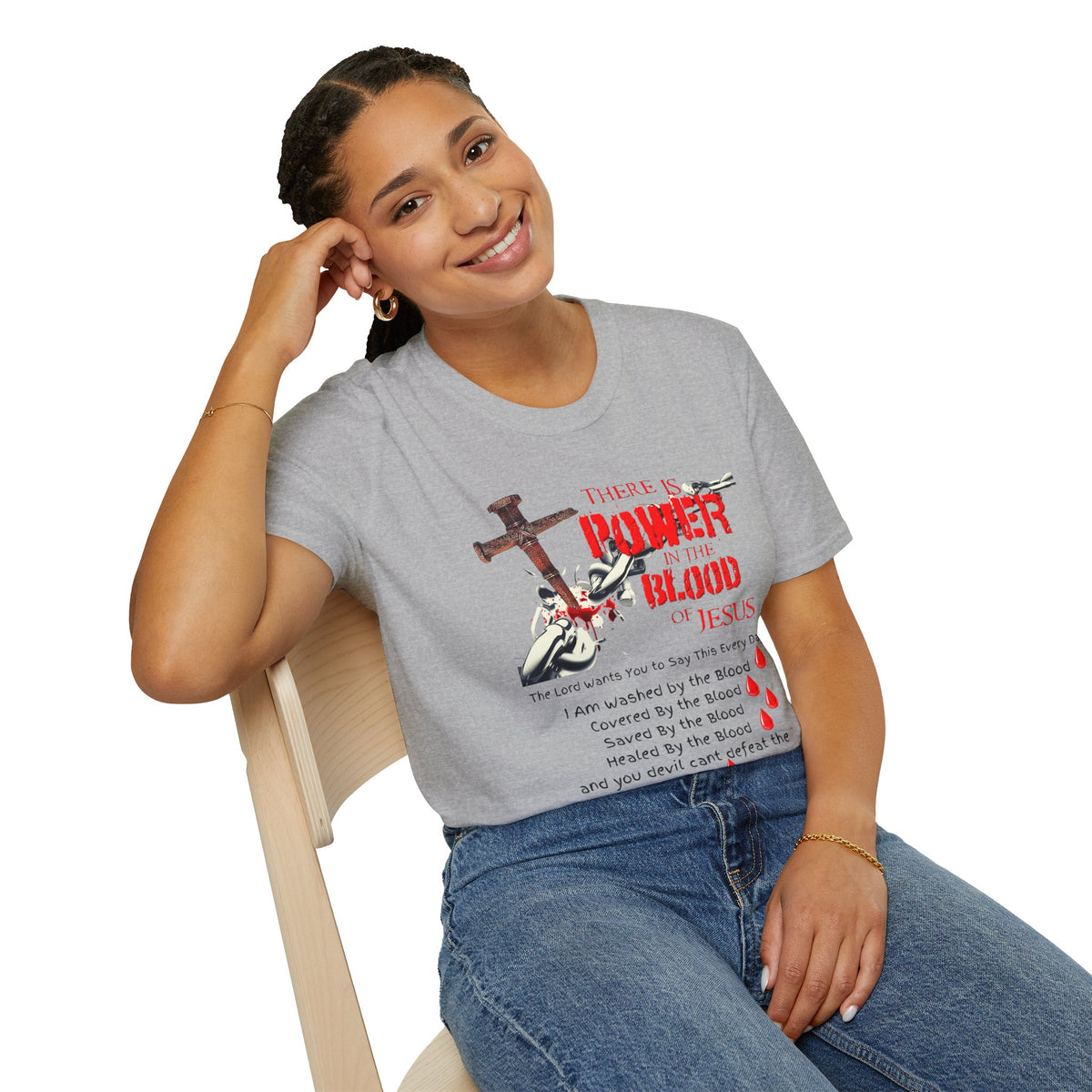 Jesus Blood Cross T-Shirt — "There Is Power In The Blood of Jesus" Christian Tee