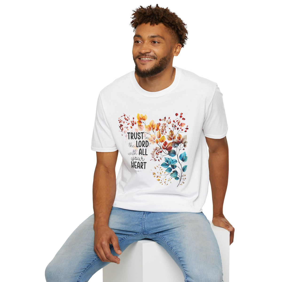 Trust the Lord with All Your Heart T-Shirt | Floral Scripture Design