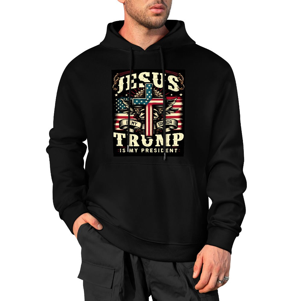 Jesus is My Savior Trump is my President New Pure cotton hooded sweater Free Shipping