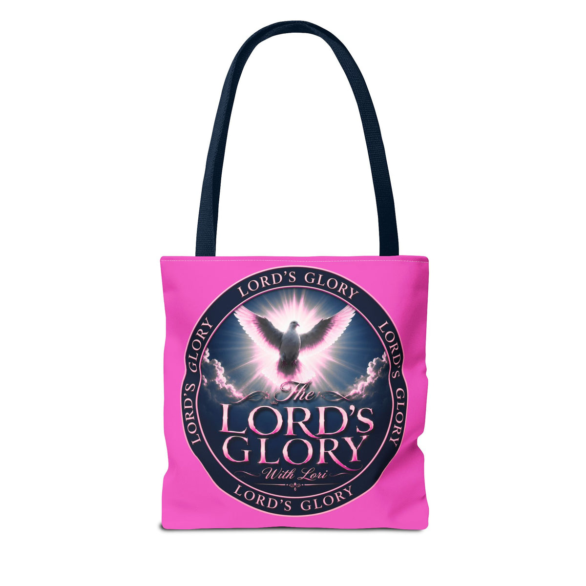 Religious Tote Bag - "The Lord's Glory with Lori" Pink All-Over-Print Christian Tote