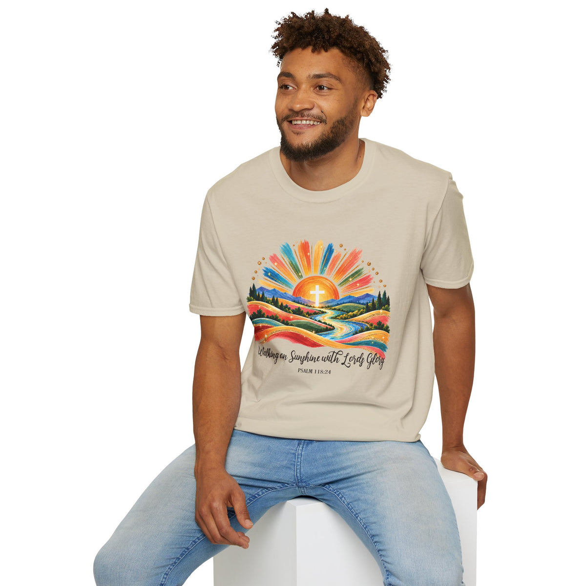 Walking On Sunshine with Lords Glory - with Lori Faith and Hope Christian Sunrise T-Shirt