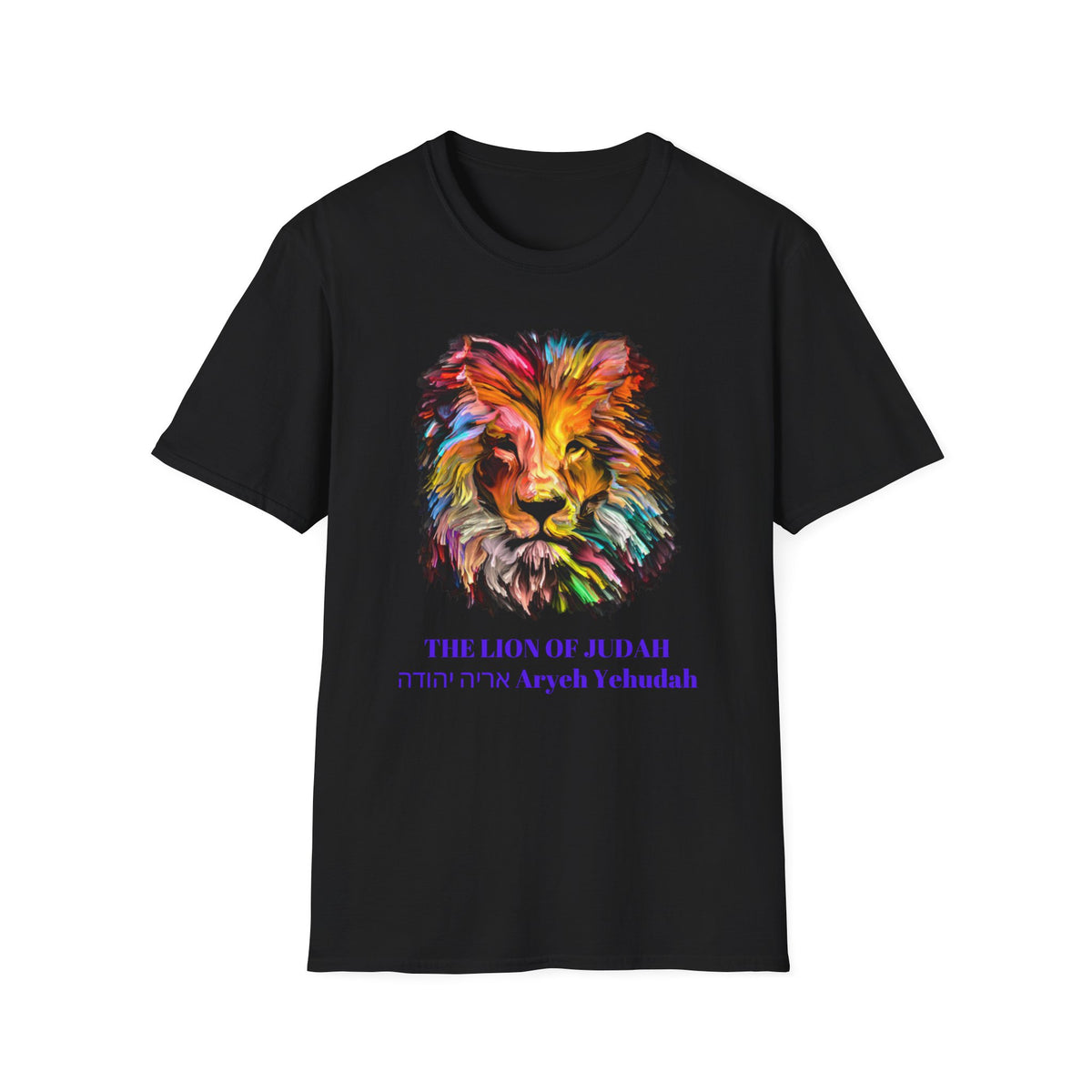 Lion of Judah Colorful Lion T-Shirt — "The Lion of Judah / Aryeh Yehudah" Graphic Tee