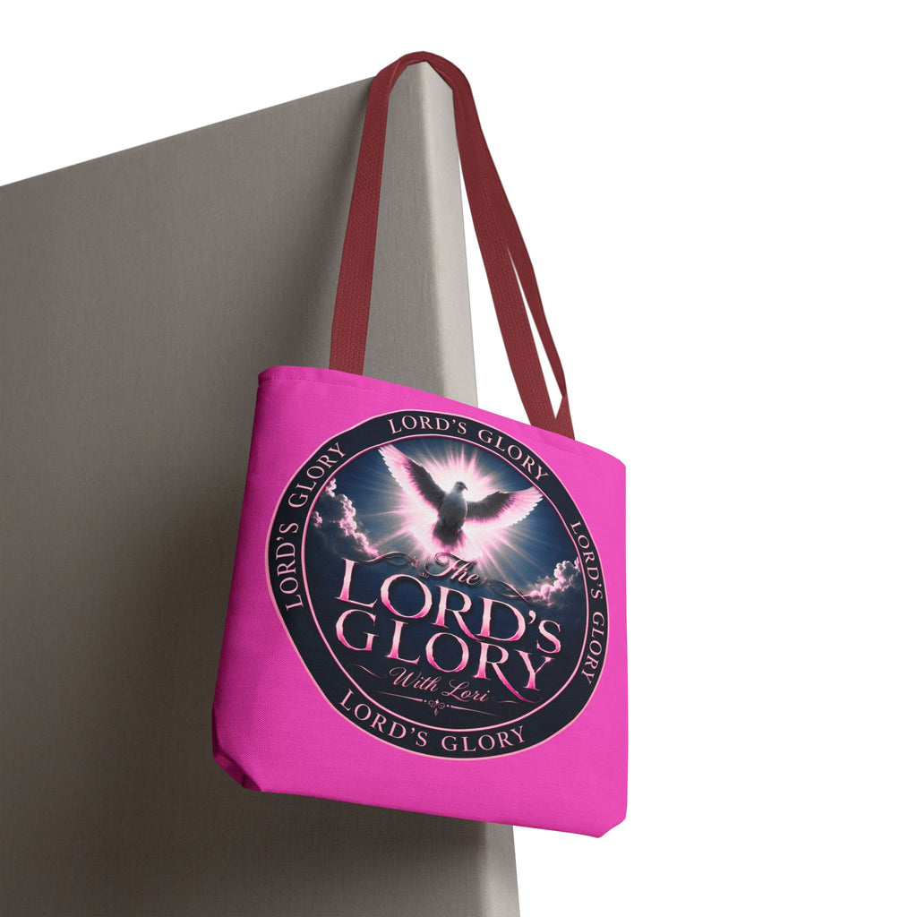 Religious Tote Bag - "The Lord's Glory with Lori" Pink All-Over-Print Christian Tote