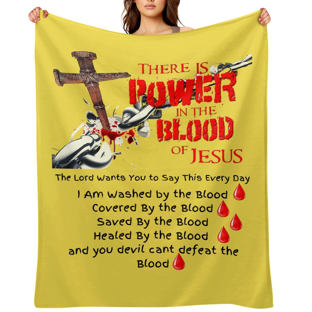 There's Power in the Blood of Jesus Custom super soft blanket Made in USA