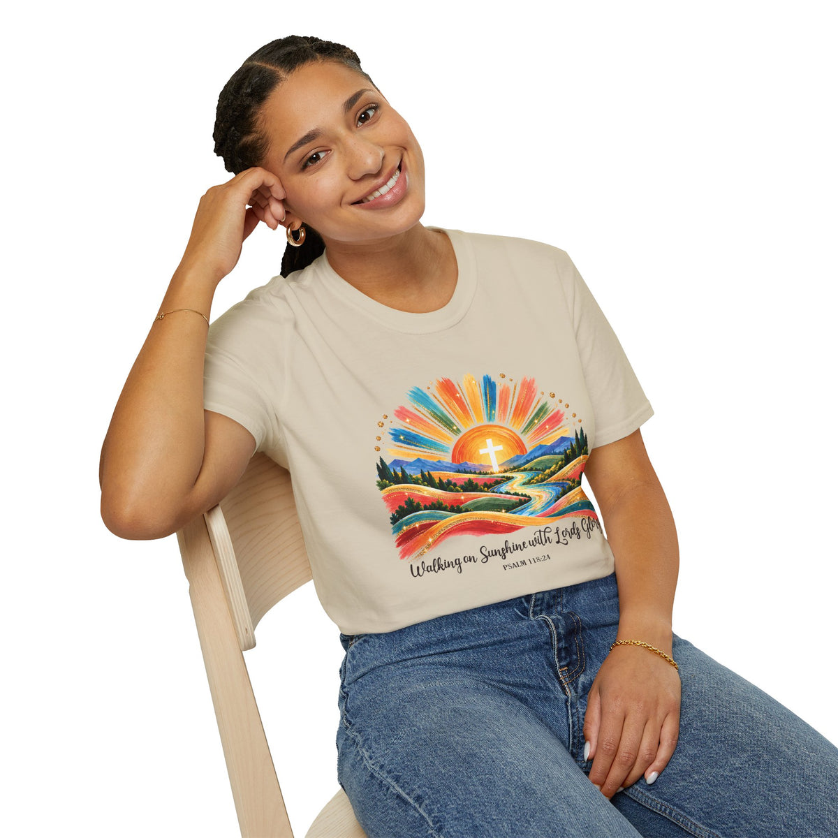 Walking On Sunshine with Lords Glory - with Lori Faith and Hope Christian Sunrise T-Shirt