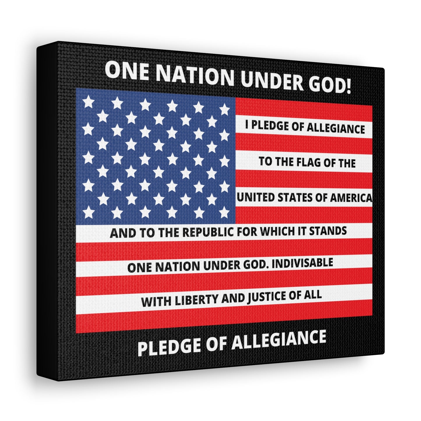 One Nation Under GOD Pledge of Allegiance Canvas Gallery Wraps