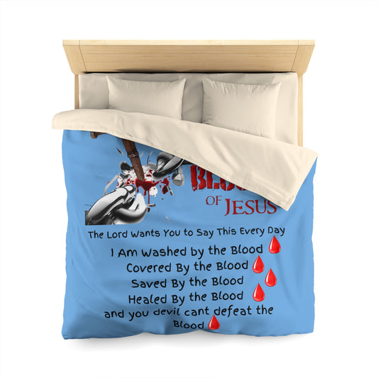 The Power of the Blood of Jesus - Microfiber Duvet Cover Indigo Blue