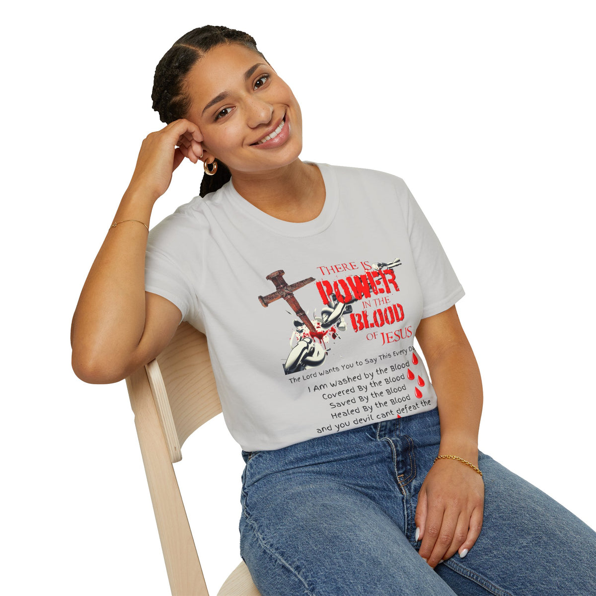 Jesus Blood Cross T-Shirt — "There Is Power In The Blood of Jesus" Christian Tee