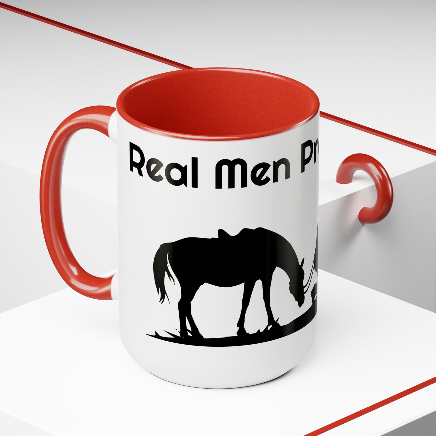 Real Men Pray! Two-Tone Coffee Mugs, 15oz