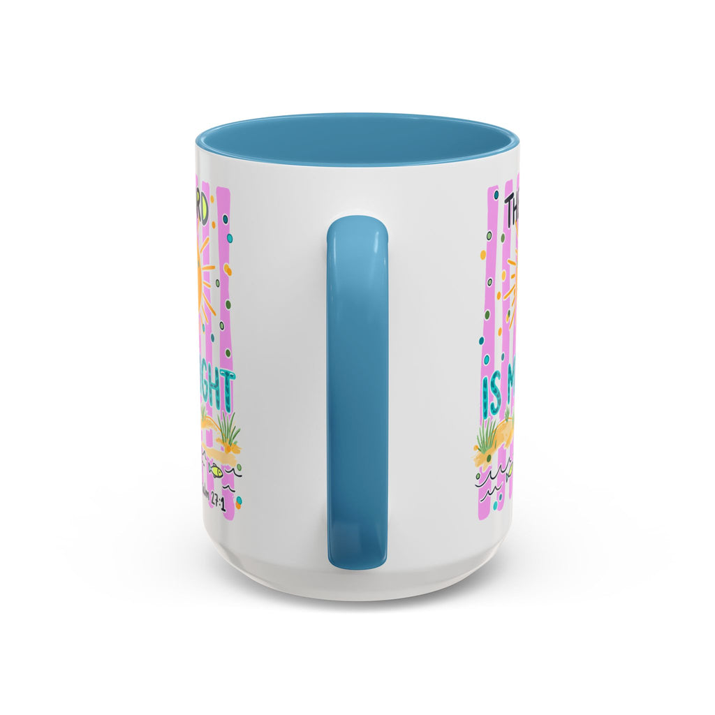 Christian Coffee Mug - "The Lord Is My Light" Lighthouse Psalm 27:1 Accent Mug
