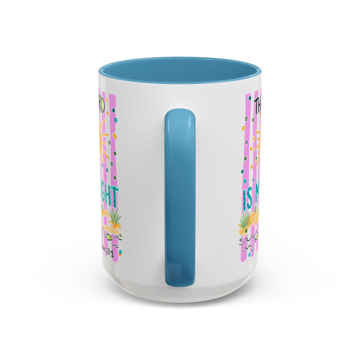 Christian Coffee Mug - "The Lord Is My Light" Lighthouse Psalm 27:1 Accent Mug