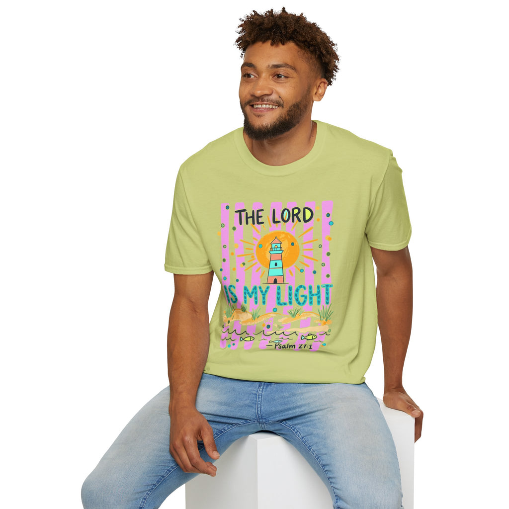 The Lord Is My Light Lighthouse Christian T-Shirt — Psalm 27:1  Inspirational Tee