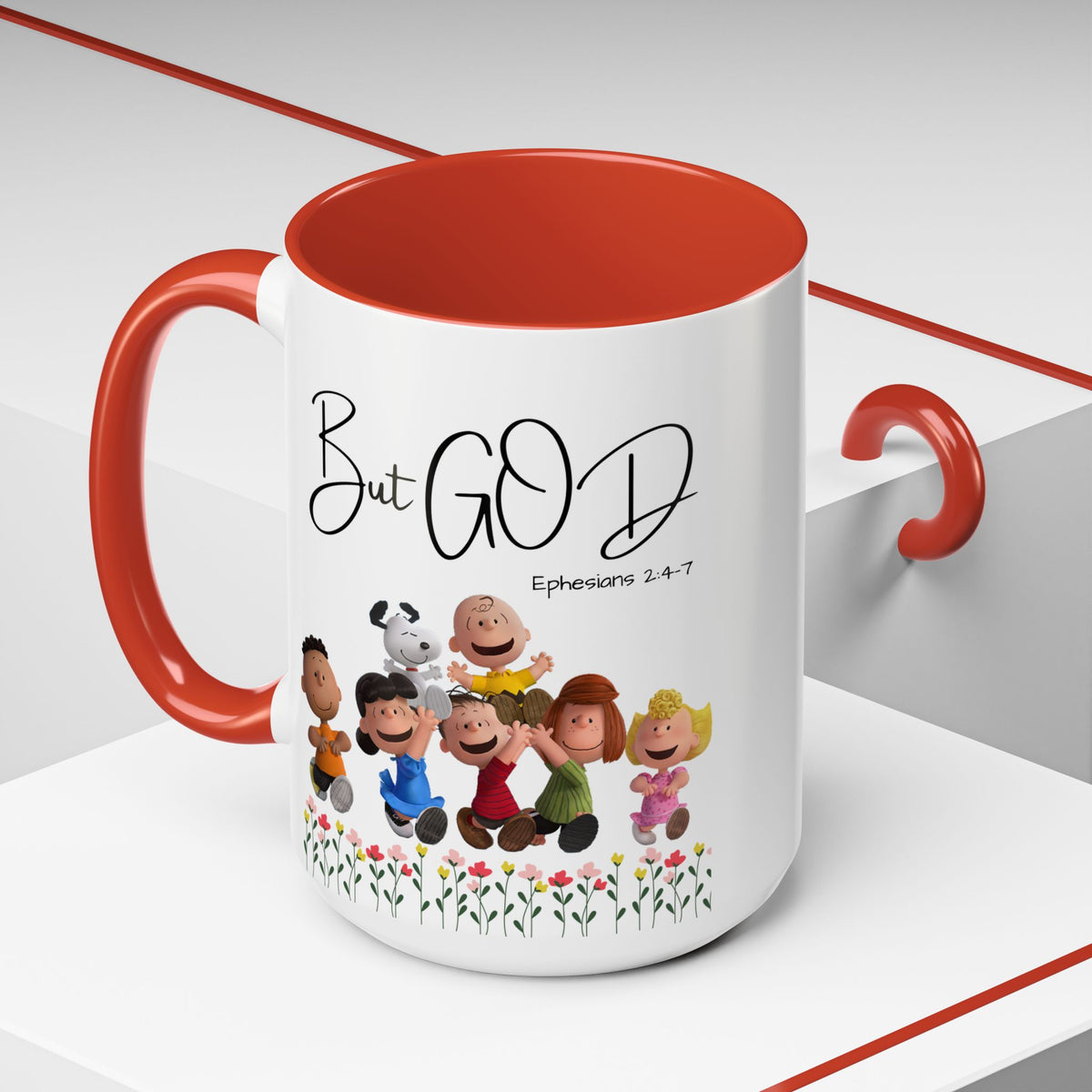 But God Scripture Coffee Mug — Genesis 50:20 Inspirational Heart Accent Mug (11/15oz)