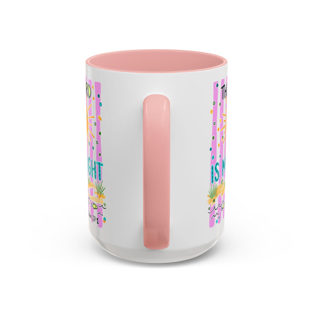 Christian Coffee Mug - "The Lord Is My Light" Lighthouse Psalm 27:1 Accent Mug