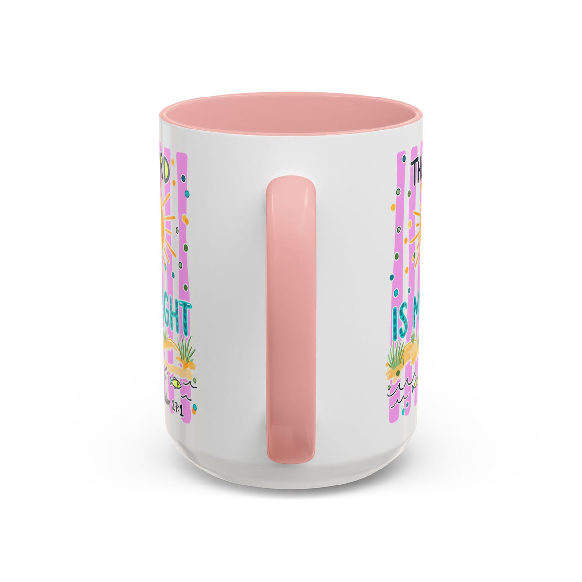 Christian Coffee Mug - "The Lord Is My Light" Lighthouse Psalm 27:1 Accent Mug
