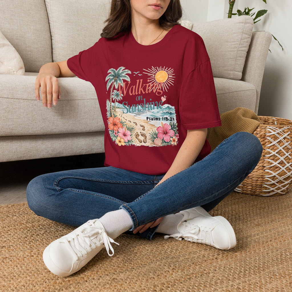 Walking on Sunshine T-Shirt — Tropical Floral Psalms 118:24 Tee