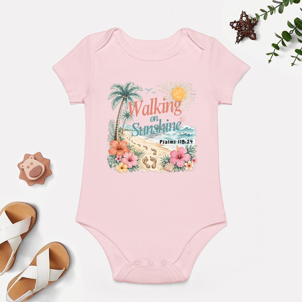 Walking on Sunshine Light Pink Short -Sleeve Baby's Bodysuit