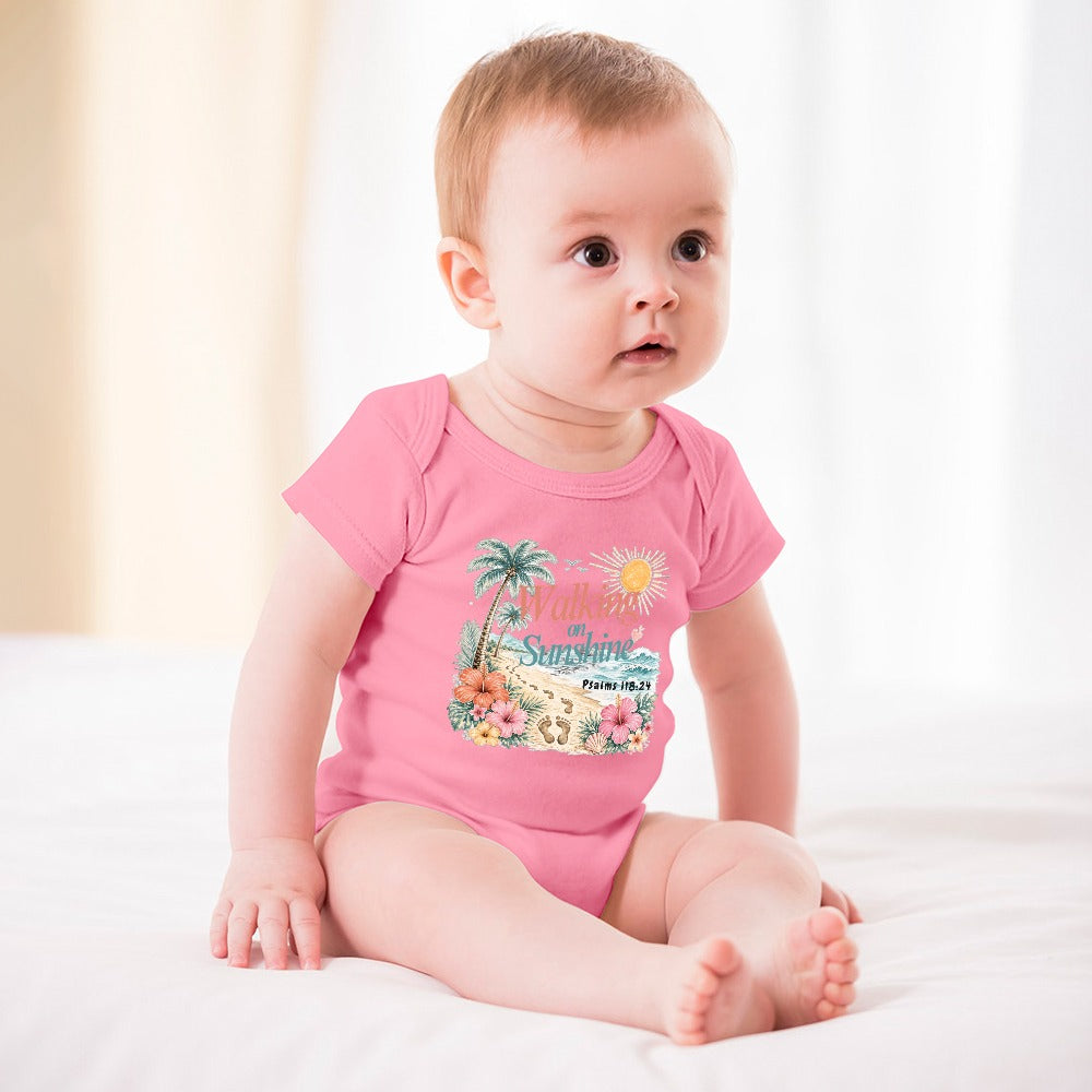 Walking on Sunshine Pink Short -Sleeve Baby's Bodysuit