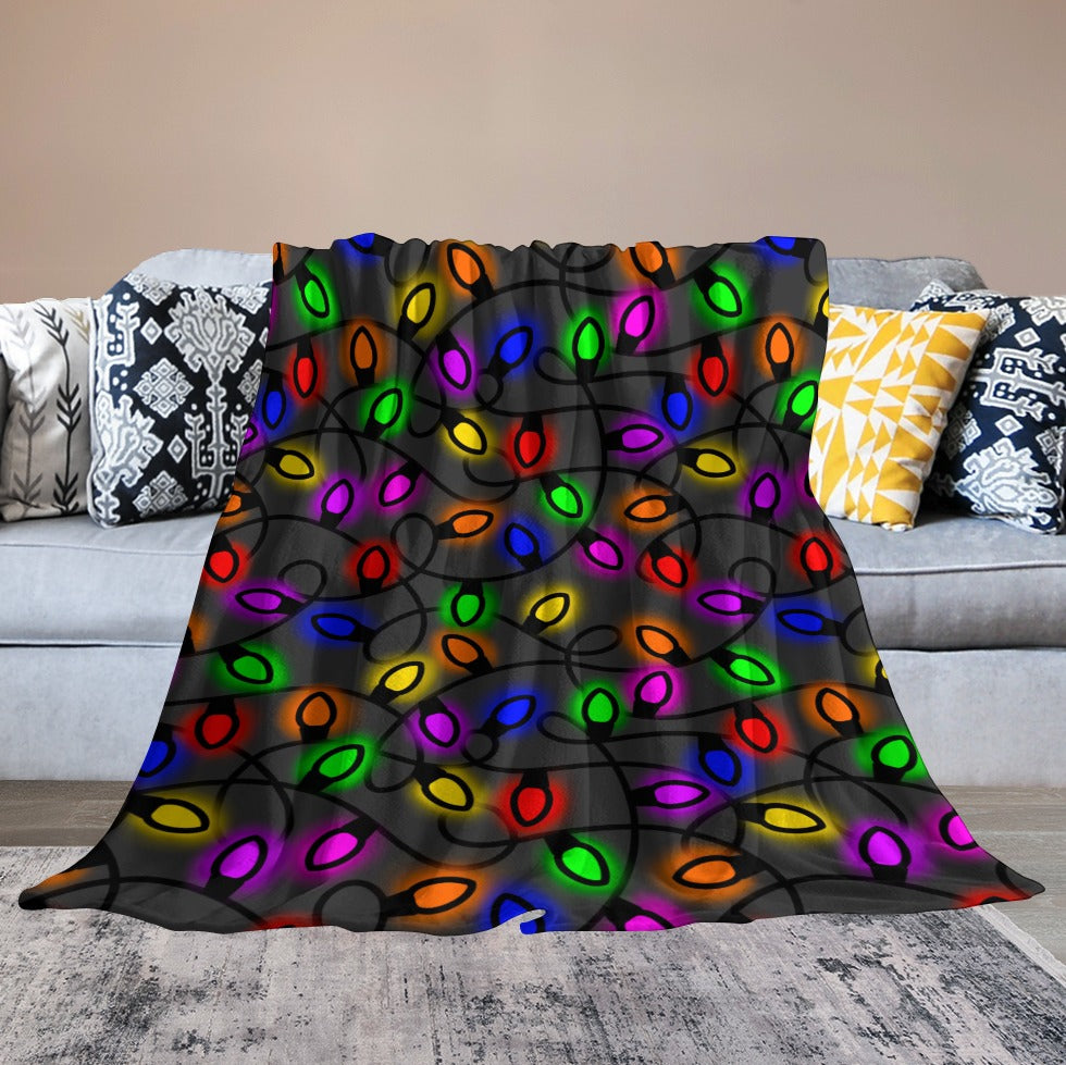Christmas Lights Ultra-Soft Flannel Blanket Multiple Sizes This One 60" x 80 - Made in the USA