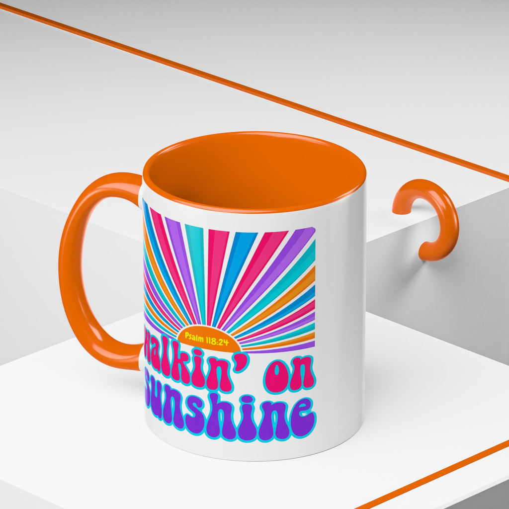 Coffee Mug — "Walkin' on Sunshine" Retro Psalm 118:24 Accent Mug