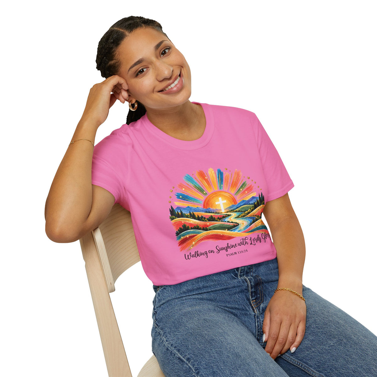 Walking On Sunshine with Lords Glory - with Lori Faith and Hope Christian Sunrise T-Shirt