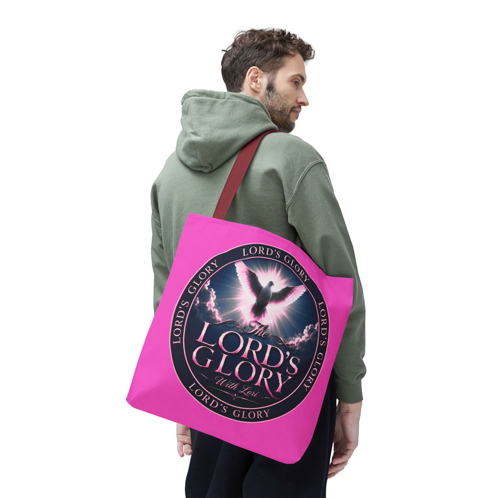 Religious Tote Bag - "The Lord's Glory with Lori" Pink All-Over-Print Christian Tote