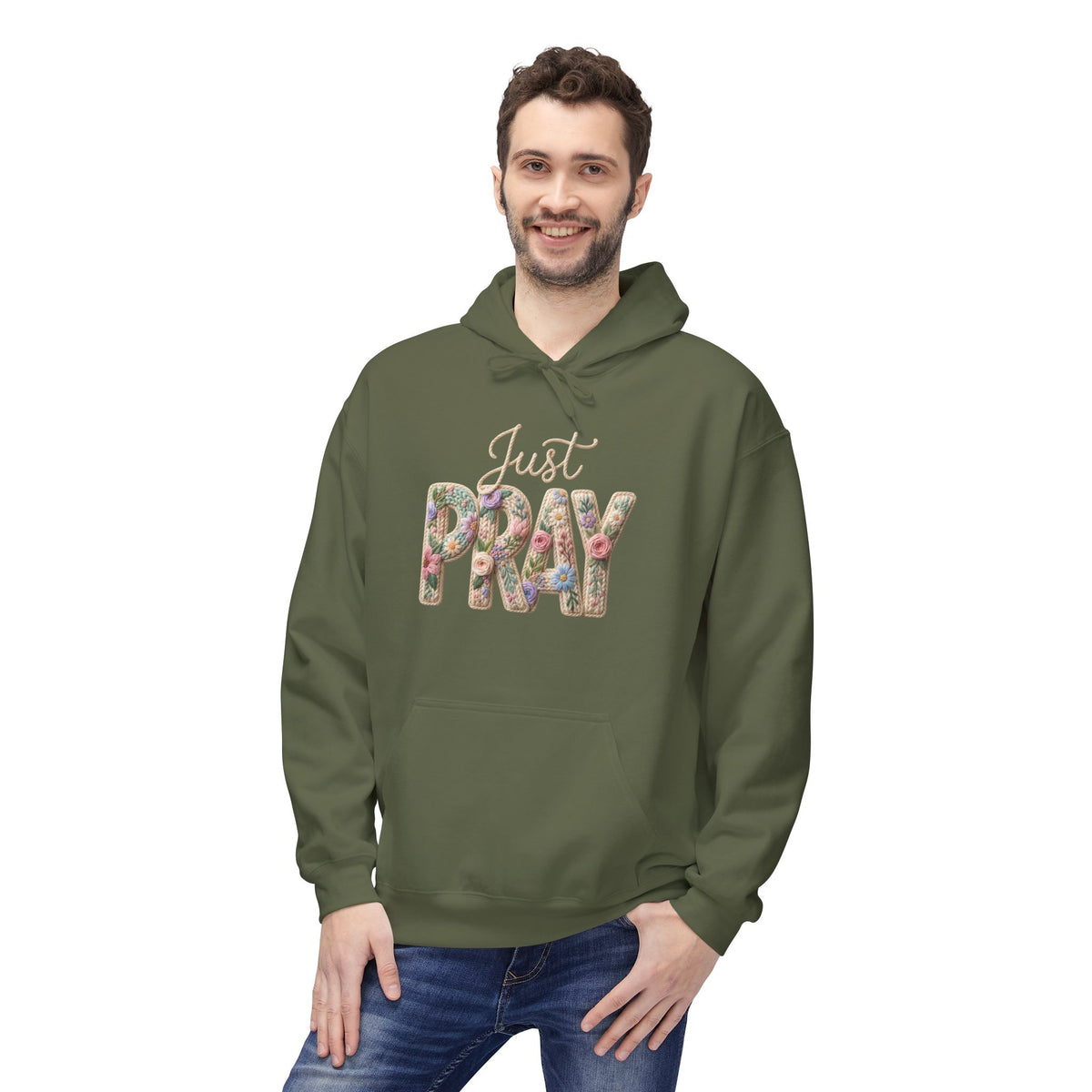 Just Pray floral letters Hoodie | Faith Christian sweatshirt design