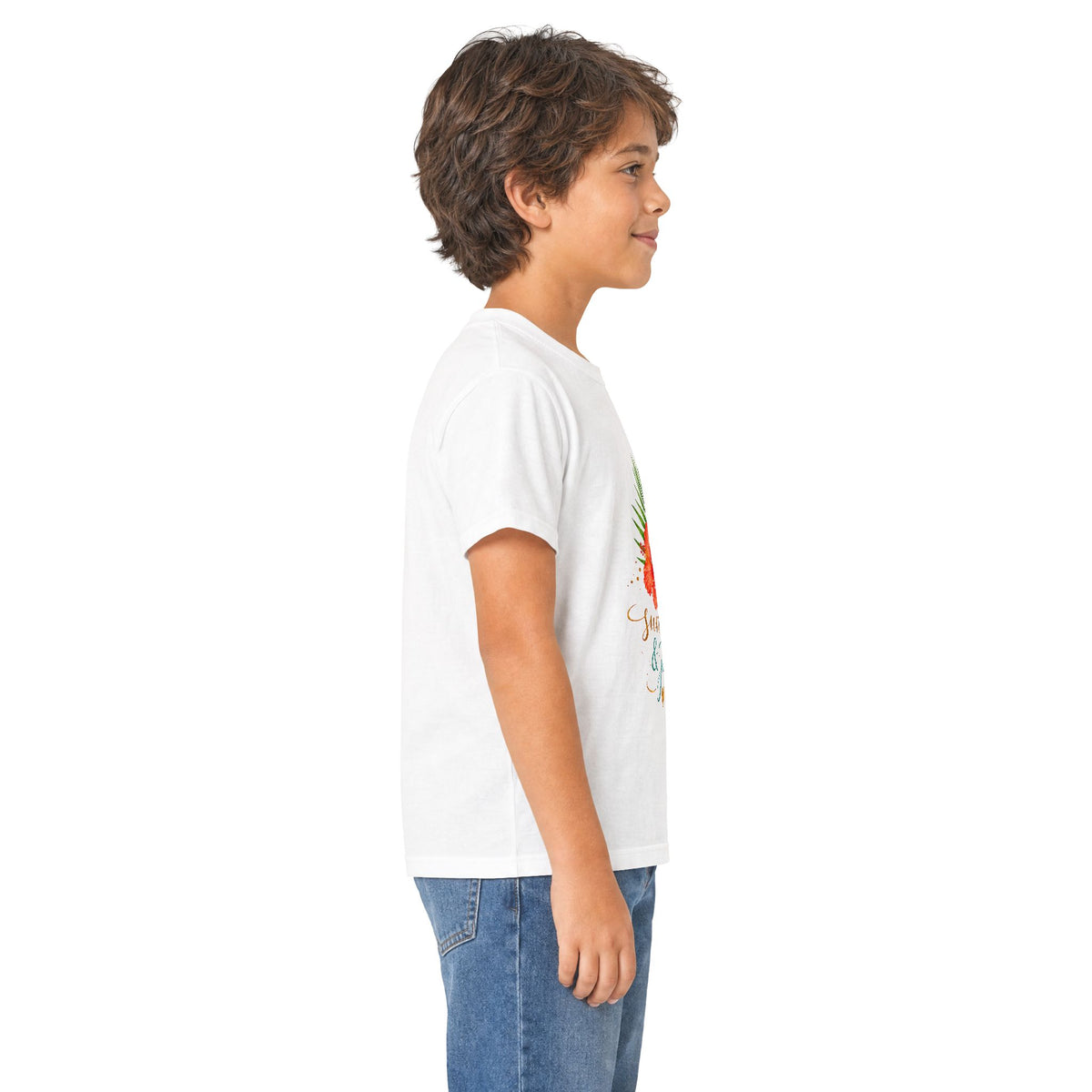Kids Tee — Sunshine & Jesus Floral Cross Christian Graphic