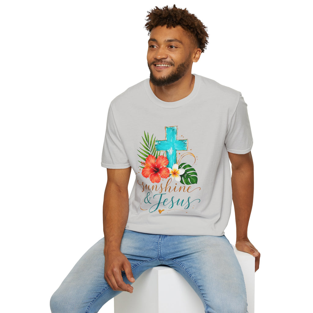 Sunshine & Jesus T-Shirt — Tropical Cross Christian Tee