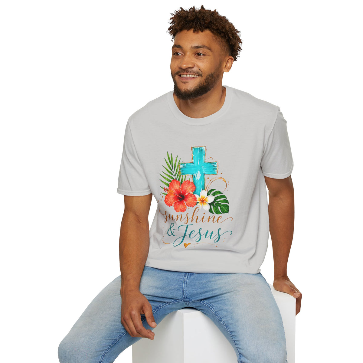 Sunshine & Jesus T-Shirt — Tropical Cross Christian Tee