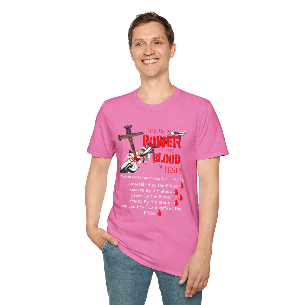 There's Power in the Blood of Jesus T-Shirt — Christian Cross Faith Shirt (Washed by the Blood)