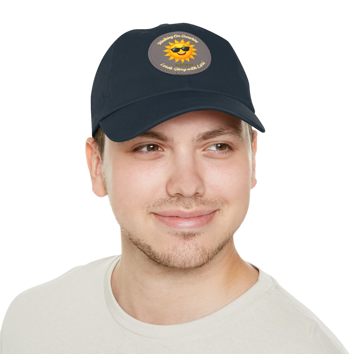 Sunshine Smiles Dad Hat — Round Leather Patch ‘Always Brighter’