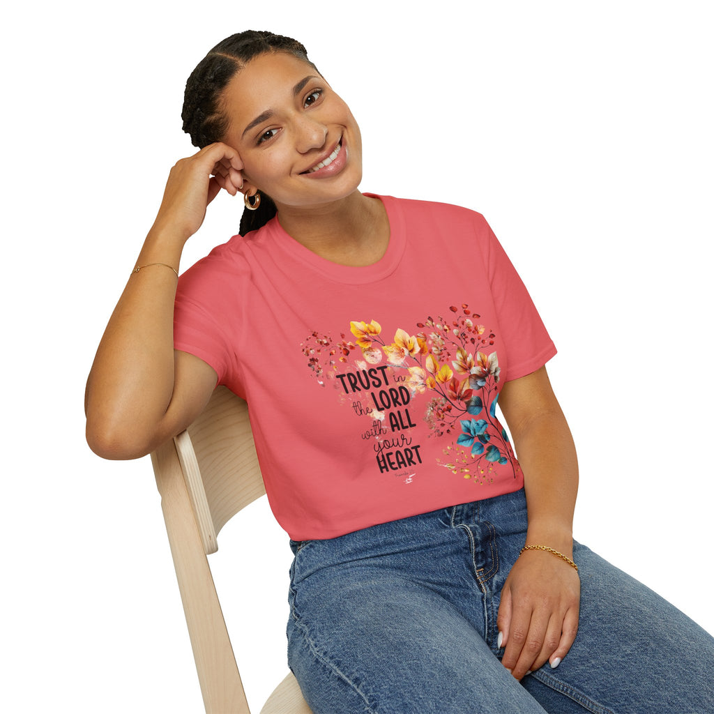 Trust the Lord with All Your Heart T-Shirt | Floral Scripture Design