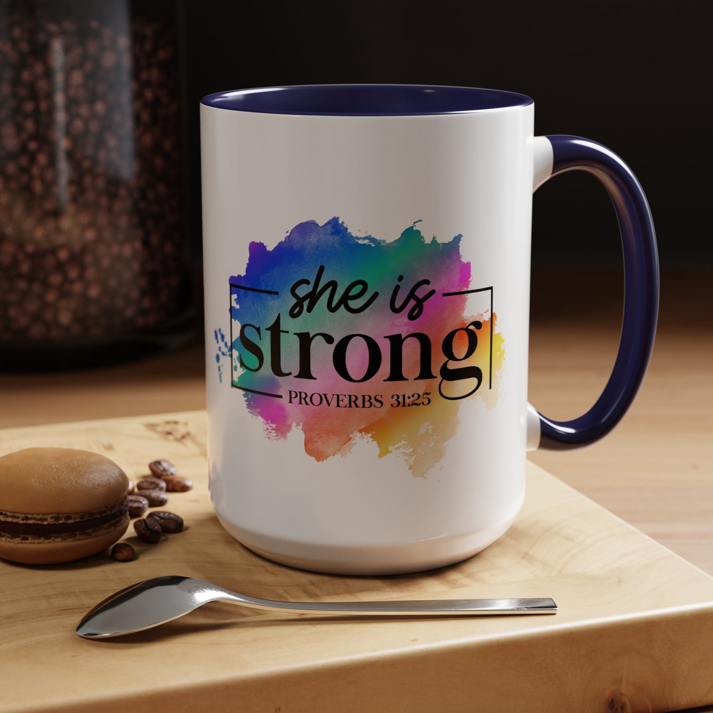 SHE IS STRONG - 5 Colors Accent Coffee Mug, 11oz