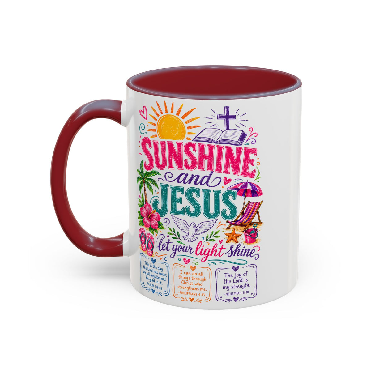Sunshine and Jesus Coffee Mug — Faith-Inspired Beach Vibe Accent Mug (11/15oz)