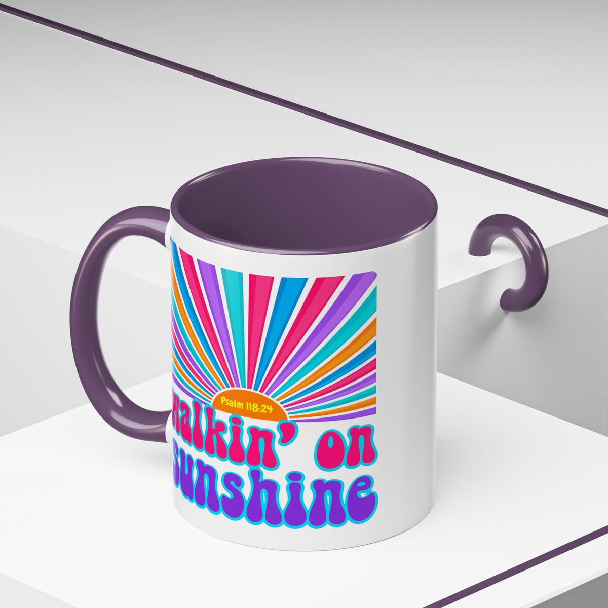 Coffee Mug — "Walkin' on Sunshine" Retro Psalm 118:24 Accent Mug