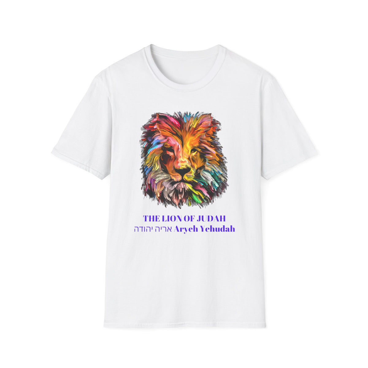 Lion of Judah Colorful Lion T-Shirt — "The Lion of Judah / Aryeh Yehudah" Graphic Tee