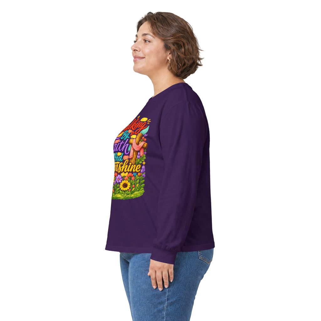 “Walking on Faith and Sunshine” Floral Long Sleeve Tee