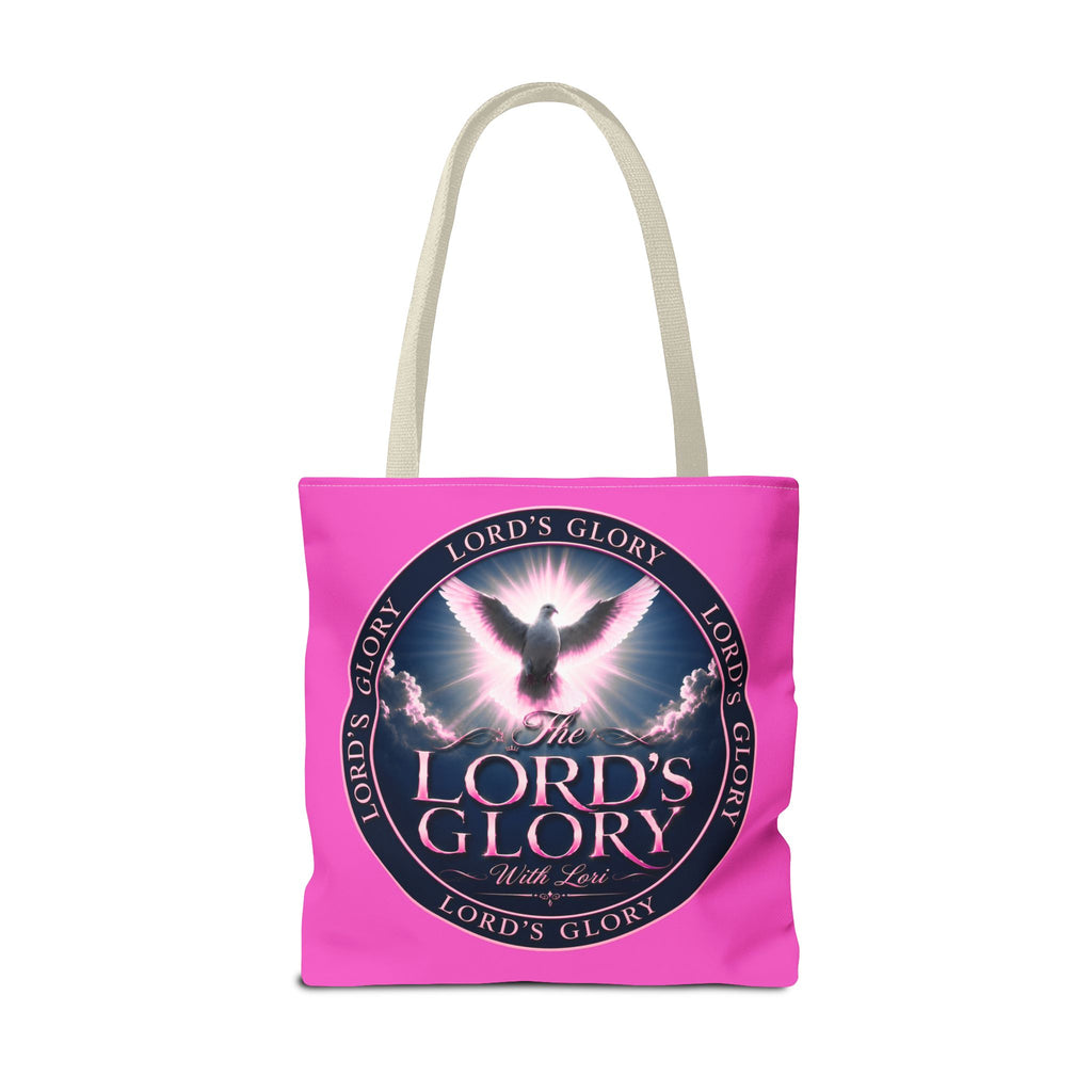 Religious Tote Bag - "The Lord's Glory with Lori" Pink All-Over-Print Christian Tote
